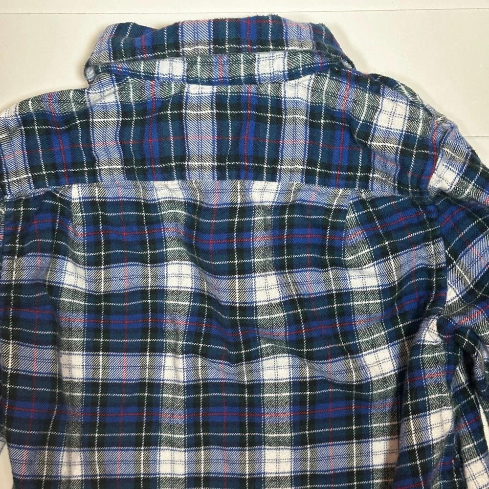 J. Crew Crewcuts Boy’s Blue Plaid Flannel Button Down Shirt Size 4-5 - Picture 8 of 8